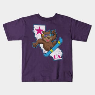 California Republic Bear Snowboarder Snowboarding Kids T-Shirt